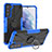 Silicone Matte Finish and Plastic Back Cover Case with Magnetic Finger Ring Stand T08 for Samsung Galaxy S21 FE 5G