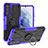 Silicone Matte Finish and Plastic Back Cover Case with Magnetic Finger Ring Stand T08 for Samsung Galaxy S21 FE 5G Purple