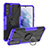 Silicone Matte Finish and Plastic Back Cover Case with Magnetic Finger Ring Stand T08 for Samsung Galaxy S22 5G Purple