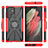 Silicone Matte Finish and Plastic Back Cover Case with Magnetic Finger Ring Stand T08 for Samsung Galaxy S22 Ultra 5G