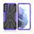 Silicone Matte Finish and Plastic Back Cover Case with Magnetic Finger Ring Stand T09 for Samsung Galaxy S21 5G Purple