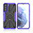 Silicone Matte Finish and Plastic Back Cover Case with Magnetic Finger Ring Stand T09 for Samsung Galaxy S21 Plus 5G