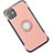 Silicone Matte Finish and Plastic Back Cover Case with Magnetic Finger Ring Stand Y01 for Apple iPhone 11 Rose Gold