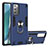 Silicone Matte Finish and Plastic Back Cover Case with Magnetic Finger Ring Stand Y01B for Samsung Galaxy Note 20 5G Blue