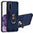 Silicone Matte Finish and Plastic Back Cover Case with Magnetic Finger Ring Stand Y01B for Samsung Galaxy S20 5G Blue