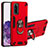 Silicone Matte Finish and Plastic Back Cover Case with Magnetic Finger Ring Stand Y01B for Samsung Galaxy S20 5G Red