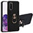 Silicone Matte Finish and Plastic Back Cover Case with Magnetic Finger Ring Stand Y01B for Samsung Galaxy S20 Black