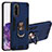 Silicone Matte Finish and Plastic Back Cover Case with Magnetic Finger Ring Stand Y01B for Samsung Galaxy S20 Blue