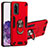 Silicone Matte Finish and Plastic Back Cover Case with Magnetic Finger Ring Stand Y01B for Samsung Galaxy S20 Red