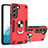 Silicone Matte Finish and Plastic Back Cover Case with Magnetic Finger Ring Stand Y01B for Samsung Galaxy S21 Plus 5G