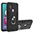 Silicone Matte Finish and Plastic Back Cover Case with Magnetic Finger Ring Stand YB1 for Motorola Moto G10 Power Black