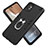 Silicone Matte Finish and Plastic Back Cover Case with Magnetic Finger Ring Stand YB1 for Motorola Moto G32