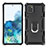 Silicone Matte Finish and Plastic Back Cover Case with Magnetic Finger Ring Stand YF1 for Samsung Galaxy A81