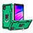 Silicone Matte Finish and Plastic Back Cover Case with Magnetic Finger Ring Stand YF1 for Samsung Galaxy M01 Core Green
