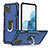 Silicone Matte Finish and Plastic Back Cover Case with Magnetic Finger Ring Stand YF1 for Samsung Galaxy M60s Blue