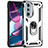 Silicone Matte Finish and Plastic Back Cover Case with Magnetic Finger Ring Stand Z01 for Motorola Moto Edge 30 Pro 5G