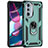 Silicone Matte Finish and Plastic Back Cover Case with Magnetic Finger Ring Stand Z01 for Motorola Moto Edge 30 Pro 5G Green