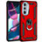 Silicone Matte Finish and Plastic Back Cover Case with Magnetic Finger Ring Stand Z01 for Motorola Moto Edge 30 Pro 5G Red
