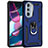 Silicone Matte Finish and Plastic Back Cover Case with Magnetic Finger Ring Stand Z01 for Motorola Moto Edge X30 5G