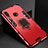 Silicone Matte Finish and Plastic Back Cover Case with Magnetic Finger Ring Stand Z01 for Xiaomi Redmi 7 Red