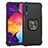 Silicone Matte Finish and Plastic Back Cover Case with Magnetic Finger Ring Stand ZJ2 for Samsung Galaxy A50 Black