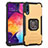 Silicone Matte Finish and Plastic Back Cover Case with Magnetic Finger Ring Stand ZJ2 for Samsung Galaxy A50 Gold