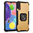 Silicone Matte Finish and Plastic Back Cover Case with Magnetic Finger Ring Stand ZJ2 for Samsung Galaxy A70 Gold