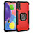 Silicone Matte Finish and Plastic Back Cover Case with Magnetic Finger Ring Stand ZJ2 for Samsung Galaxy A70 Red
