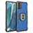 Silicone Matte Finish and Plastic Back Cover Case with Magnetic Finger Ring Stand ZJ2 for Samsung Galaxy Note 20 5G Blue