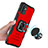 Silicone Matte Finish and Plastic Back Cover Case with Magnetic Finger Ring Stand ZJ2 for Samsung Galaxy Quantum2 5G