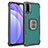 Silicone Matte Finish and Plastic Back Cover Case with Magnetic Finger Ring Stand ZJ2 for Xiaomi Redmi 9T 4G