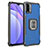 Silicone Matte Finish and Plastic Back Cover Case with Magnetic Finger Ring Stand ZJ2 for Xiaomi Redmi 9T 4G Blue