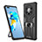 Silicone Matte Finish and Plastic Back Cover Case with Magnetic Finger Ring Stand ZL1 for Huawei Mate 40 Pro+ Plus Black