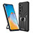 Silicone Matte Finish and Plastic Back Cover Case with Magnetic Finger Ring Stand ZL1 for Huawei P40 Pro Black