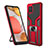 Silicone Matte Finish and Plastic Back Cover Case with Magnetic Finger Ring Stand ZL1 for Samsung Galaxy A42 5G Red