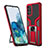 Silicone Matte Finish and Plastic Back Cover Case with Magnetic Finger Ring Stand ZL1 for Samsung Galaxy S20 Plus 5G Red