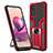 Silicone Matte Finish and Plastic Back Cover Case with Magnetic Finger Ring Stand ZL1 for Xiaomi Poco M5S Red
