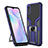 Silicone Matte Finish and Plastic Back Cover Case with Magnetic Finger Ring Stand ZL1 for Xiaomi Redmi 9AT Blue