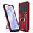 Silicone Matte Finish and Plastic Back Cover Case with Magnetic Finger Ring Stand ZL1 for Xiaomi Redmi 9AT Red