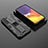 Silicone Matte Finish and Plastic Back Cover Case with Magnetic Stand A01 for Samsung Galaxy S21 FE 5G Black