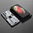 Silicone Matte Finish and Plastic Back Cover Case with Magnetic Stand A01 for Samsung Galaxy S23 Ultra 5G Gray