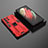Silicone Matte Finish and Plastic Back Cover Case with Magnetic Stand A01 for Samsung Galaxy S23 Ultra 5G Red