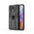 Silicone Matte Finish and Plastic Back Cover Case with Magnetic Stand A01 for Xiaomi Mi 11 Pro 5G Black