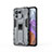 Silicone Matte Finish and Plastic Back Cover Case with Magnetic Stand A01 for Xiaomi Mi 11 Pro 5G Gray