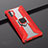 Silicone Matte Finish and Plastic Back Cover Case with Magnetic Stand A02 for Samsung Galaxy Note 10 Plus Red