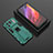 Silicone Matte Finish and Plastic Back Cover Case with Magnetic Stand A02 for Xiaomi Mi 11 Ultra 5G Green
