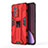 Silicone Matte Finish and Plastic Back Cover Case with Magnetic Stand A02 for Xiaomi Mi 12 5G Red