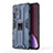 Silicone Matte Finish and Plastic Back Cover Case with Magnetic Stand A02 for Xiaomi Mi 12S 5G Blue