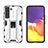 Silicone Matte Finish and Plastic Back Cover Case with Magnetic Stand A03 for Samsung Galaxy S21 5G