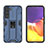 Silicone Matte Finish and Plastic Back Cover Case with Magnetic Stand A03 for Samsung Galaxy S21 5G Blue